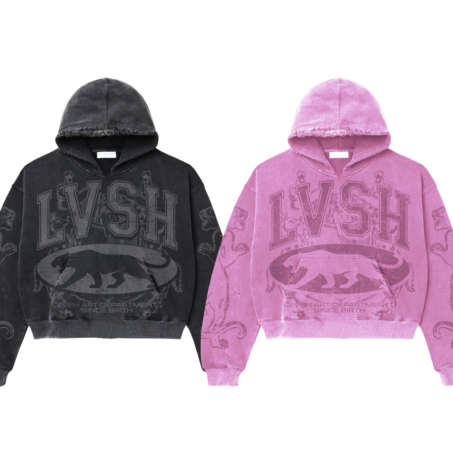 LVSH DEPT Pink & Black Panther Hoodie