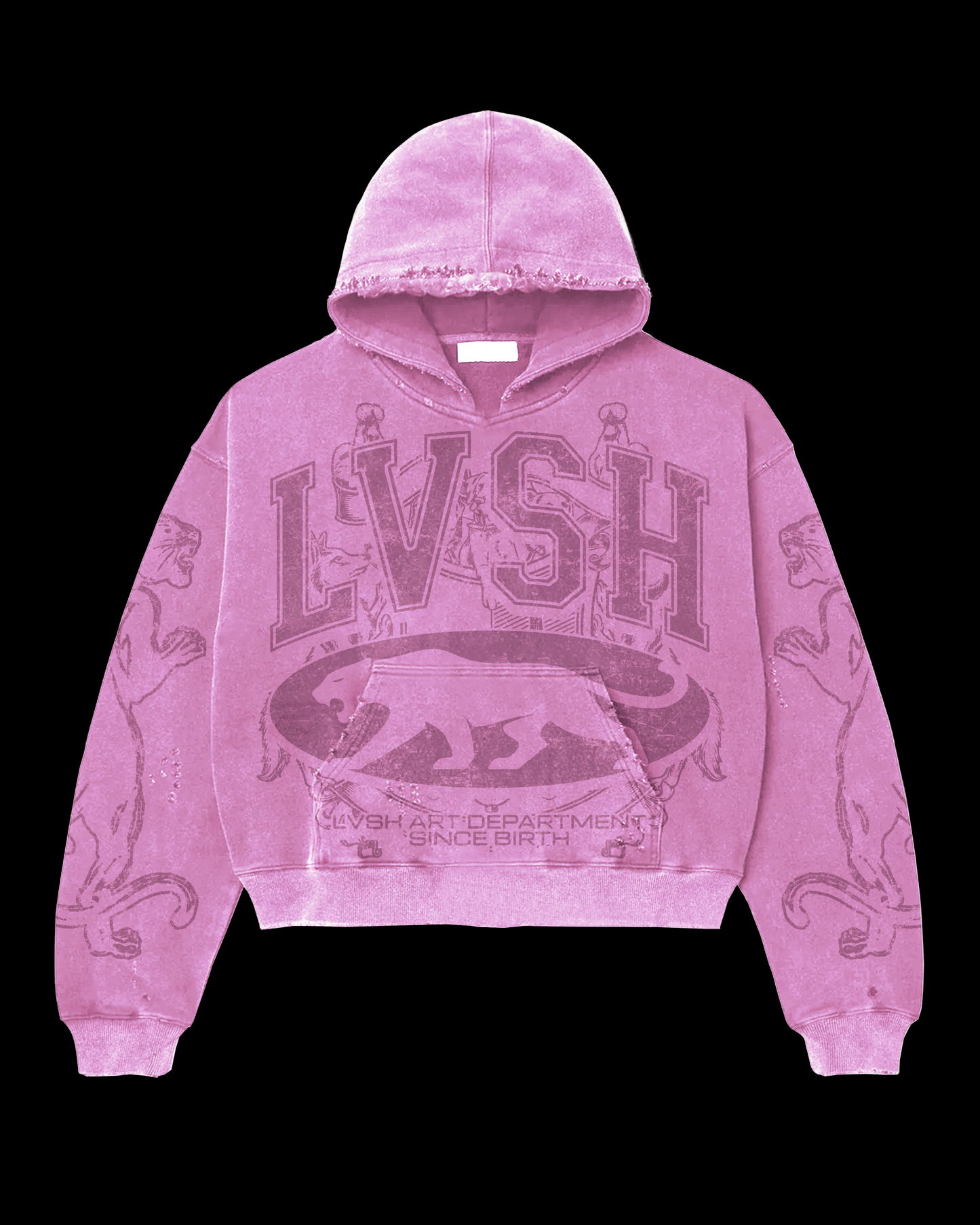 LVSH DEPT Pink & Black Panther Hoodie